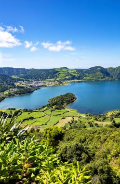 Lagoa Azul Gölü, Lagoa das Sete Cidades, Sao Miguel Adası, Azores, Portekiz, Avrupa