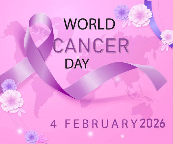 Dünya Kanser Günü, 4 Şubat, mor kurdele ve çiçeklerle