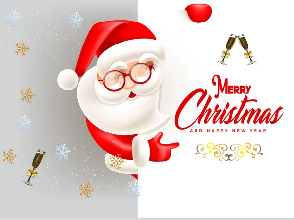 Noel Baba 'yla vektör Noel tebrik kartı, Mutlu Noeller ve Mutlu Yıllar 