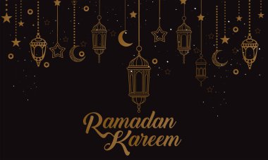 Beyaz arka planda İslami mimari, dua ve dini sembolleri tasvir eden bir siyah siluet koleksiyonu..