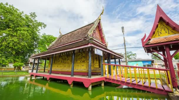 Thailand pavilion vackra vatten samling inspelade Buddhism, — Stockvideo