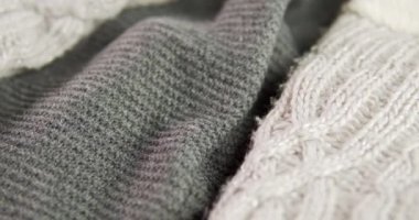 Makro renkte koyun yünü kumaşının detaylı görünümü. Tekstil soyut arkaplanı