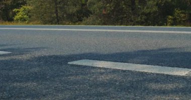 Yazın orman yolu ve arabalar ağır çekimde