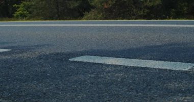 Yazın orman yolu ve arabalar ağır çekimde