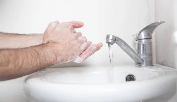 Hombre Limpiando Manos Higiene Lavarse Las Manos — Foto de Stock