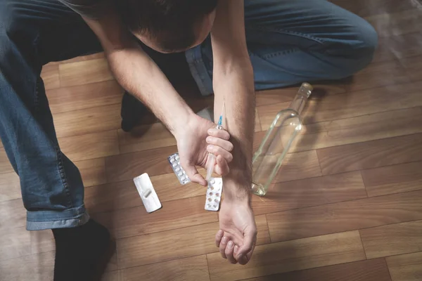 Drogué Avec Une Seringue Addiction Mort — Photo