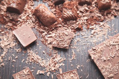 Çikolatalı şekerler. Tatlı yemek. Arkaplan