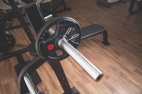Barbell Com Peso Equipamento Ginástica Musculação Fitness — Fotografia de Stock