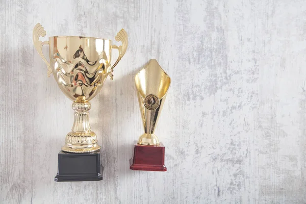 Golden Trophy White Desk Business Success — Stock Photo, Image