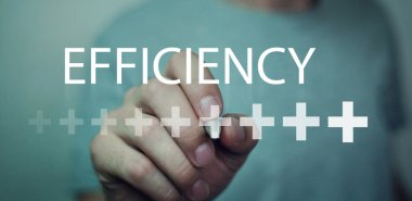 İnsan verimlilik sözcüğü artı sembollerle gösteriliyor.