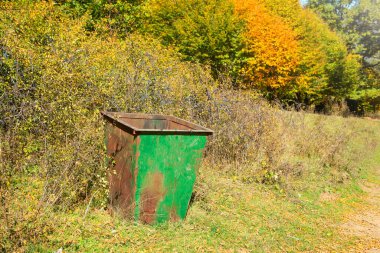 Parktaki çöp tenekesi. Çevre. Temiz doğa