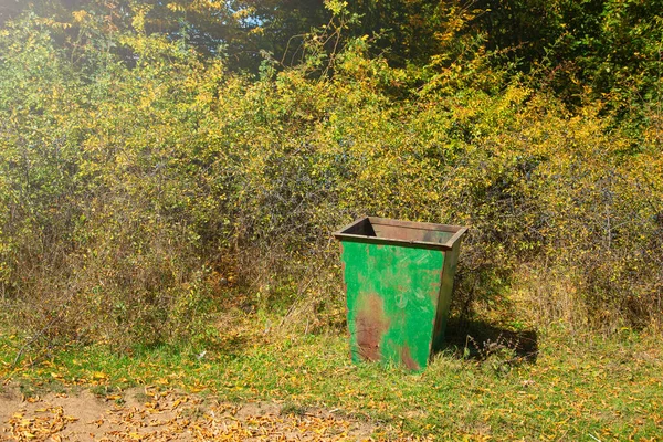 Parktaki çöp tenekesi. Çevre. Temiz doğa