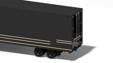 Beyaz arka planda siyah bir kamyon.