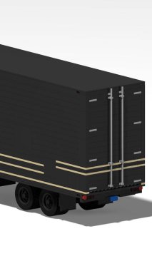 Beyaz arka planda siyah kargo kamyonu