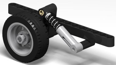 Beyaz arka planda bir araba tekerleğinin 3 boyutlu canlandırması