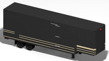 Beyaz arka planda siyah bir kamyonun 3 boyutlu görüntüsü