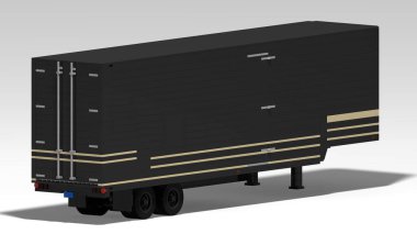 Gri arka planda modern siyah kargo kamyonu. 3 boyutlu.