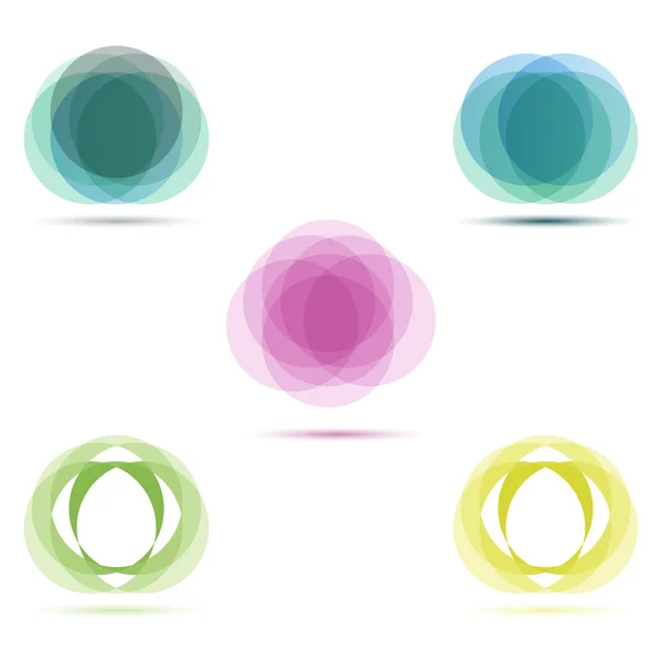 Yuvarlak renkli vektör şekilleri kümesi. Soyut vektör pankartları. Tasarım ögeleri.