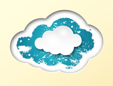 Grunge mavi arka plan ile kağıt bulut