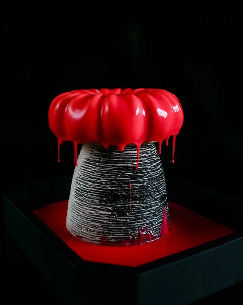 red mousse mirror glaze cake