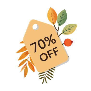 Sonbahar ormanı elementleriyle dolu bir bayrak. Sonbahar sezonu için indirim teklif et. Reklam, web tasarımı ve baskıda kullanılabilir.