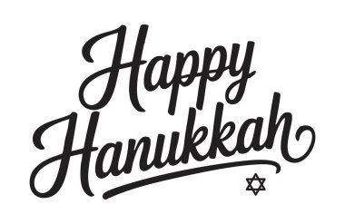 Happy Hanukkah hand lettering text.  Vector illustration