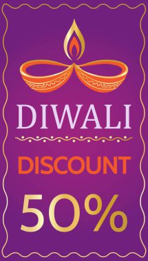 Hint Işık Festivali Diwali. Geleneksel tasarımı olan bir indirim kuponu şablonu. Vektör illüstrasyonu