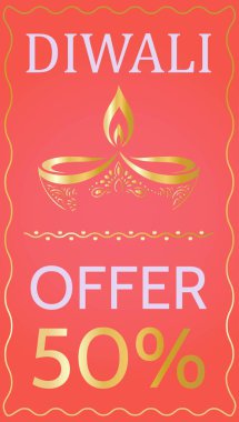 Hint Işık Festivali Diwali. Geleneksel tasarımı olan bir indirim kuponu şablonu. Vektör illüstrasyonu
