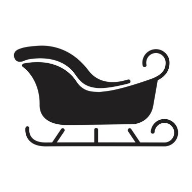 Katı Noel Baba kızağı simgesi, Noel vektör illüstrasyonu