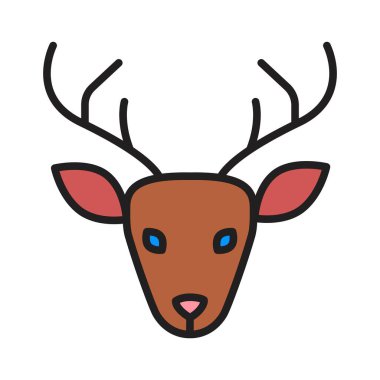 Colorful deer head Christmas icon, vector illustration