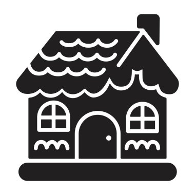 Gingerbread house solid icon, minimal Christmas vector illustration