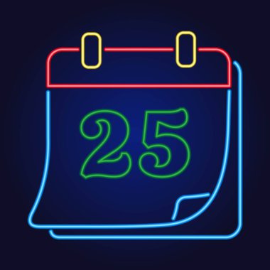 Noel takvimi neon simgesi, vektör illüstrasyonu