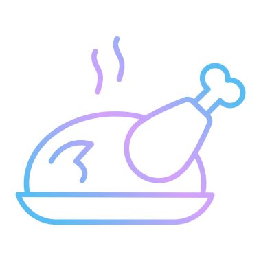 Noel hindisini tabakta kızartma gradyanı. Bayram menüsü tasarımı, kartlar, web, uygulamalar, baskılar ve yeni yıl projeleri için en az bayram gıda sembolü.