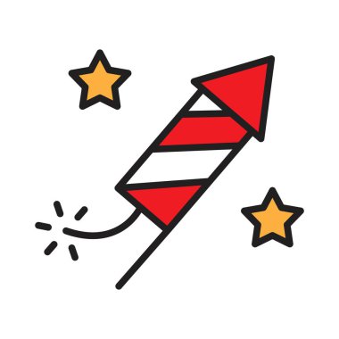 Düzenlenebilir felç ve kıvılcım patlaması olan kestane fişeği renkli bir ikon. Noel, Yeni Yıl, parti davetiyeleri, web, uygulamalar ve kutlama tasarımları için minimal şenlik resmi.