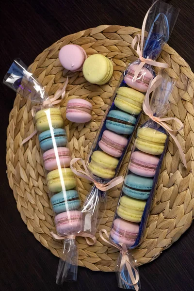 Macaroon Dessert Gift Valentine Day Multi Colored Cookies Cream — Stock Photo, Image