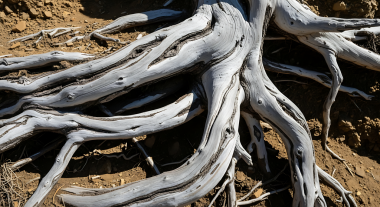 Bir ağacın kökleri.