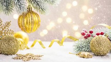 Noel Döngüsü 4K Parlak Dekorasyonlu Şenlikli Tatil Animasyonu