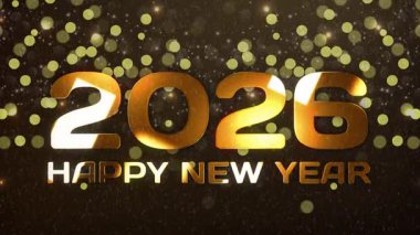 Mutlu yıllar 2026 4K Kutlama Canlandırma Altın Metni