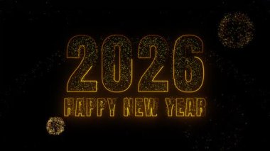 Mutlu yıllar 2026 4K Havai fişekler ve Altın Metinlerle Kutlama Animasyonu