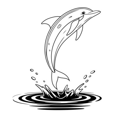 A dynamic illustration of a fish leaping out of the water, showcasing movement and energy. Perfect for fishing designs, logos, or aquatic-themed artwork.
