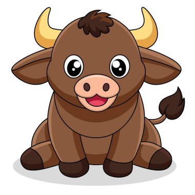 Büyük gözlü bufalo yavrusunun sevimli ve neşeli çizimleri..