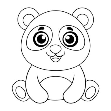 Cesur, basit hatları olan sevimli çizgi film pandası, çocuklar için eğlenceli ve kolay bir boyama sayfası kadar mükemmel..