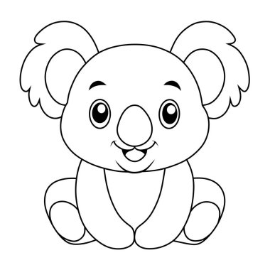 Cesur, basit hatları olan sevimli çizgi film koalası, çocuklar için eğlenceli ve kolay bir boyama sayfası kadar mükemmel..