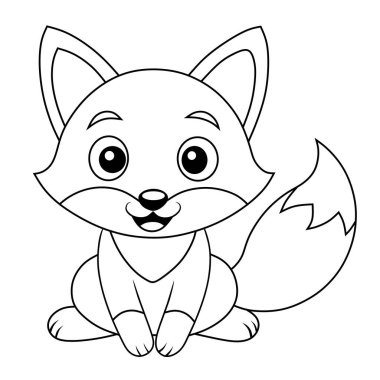 Cesur, basit hatları olan sevimli çizgi film tilkisi, çocuklar için eğlenceli ve kolay bir boyama sayfası kadar mükemmel..