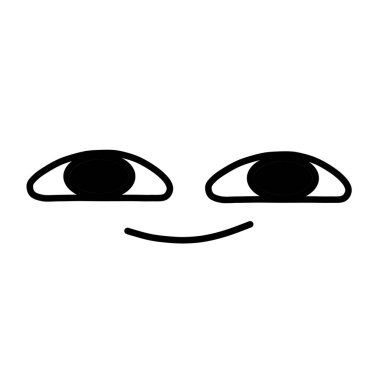 Mutlu Basit Çizgi Film Yüzü Sevimli Gülümseme