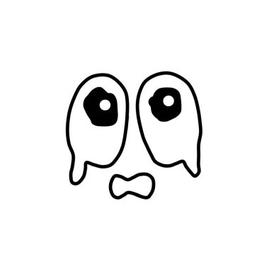 Üzücü Karikatür Yüz İfadesi Karalama Sanatı