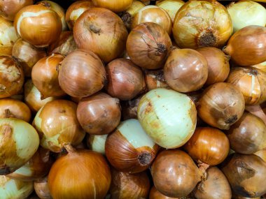 Taze soğan yığınının yakın görüntüsü