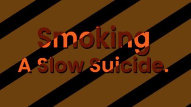 Sigara İçilen Yavaş Bir İntihar, Sigara İçilmeyen Farkındalık Kartı, Çizgili Arkaplanda Kalın Turuncu Metin