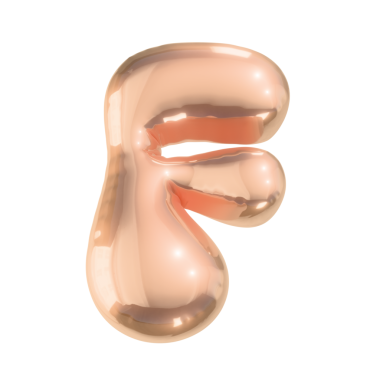 Parlak Altın Metalik Biçimli f harfi