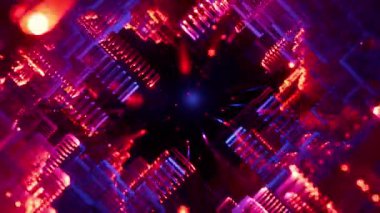 Noktalı fütüristik dijital tünel hareket arkaplan döngüsü canlandırıldı